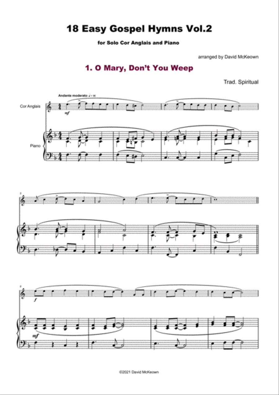 18 Gospel Hymns Vol.2 for Solo Cor Anglais and Piano English Horn scores gallery preview page 2