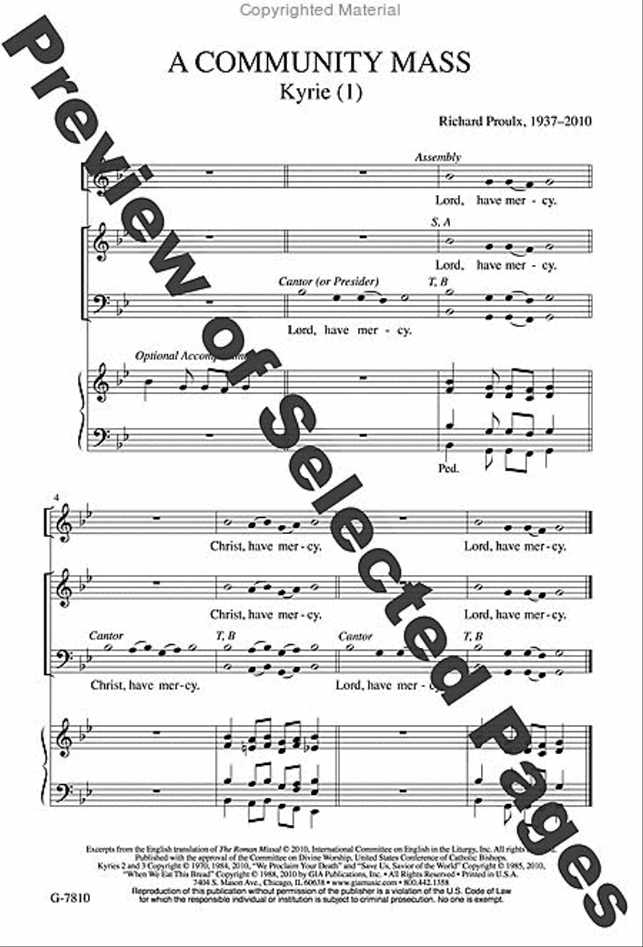 A Community Mass - Choral / Accompaniment edition A Community Mass - Choral / Accompaniment edition 4-Part scores gallery preview page 2