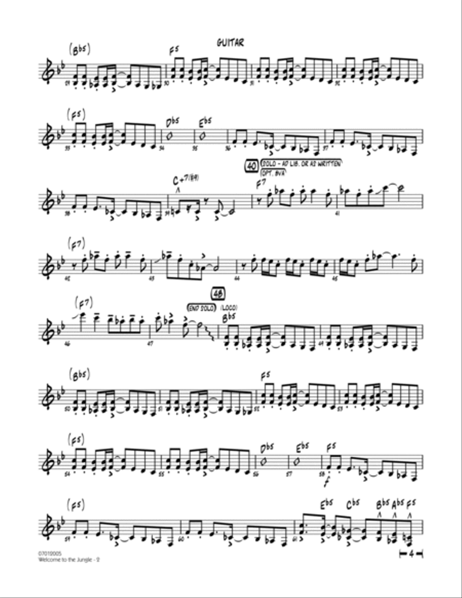 Welcome to the Jungle - Guitar Jazz Ensemble scores gallery preview page 2