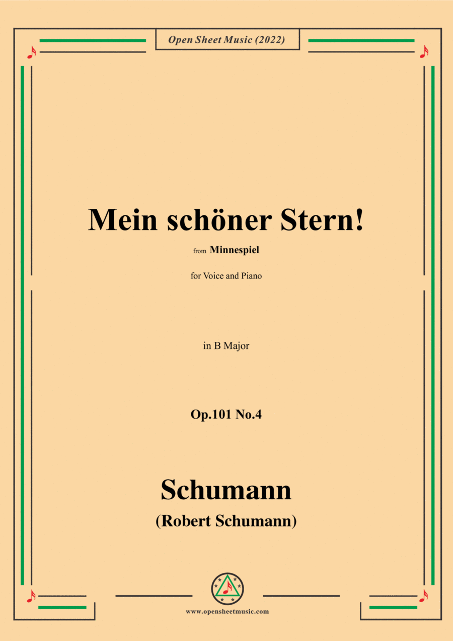 Schumann-Mein schoner Stern!,Op.101 No.4,in B Major Voice scores gallery preview page 1