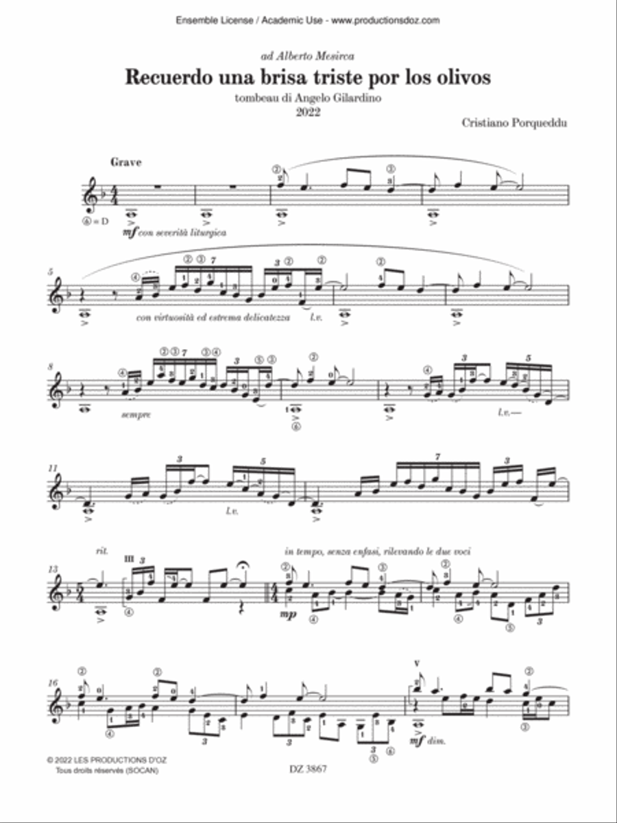 Recuerdo una brisa triste por los olivos Classical Guitar scores gallery preview page 3