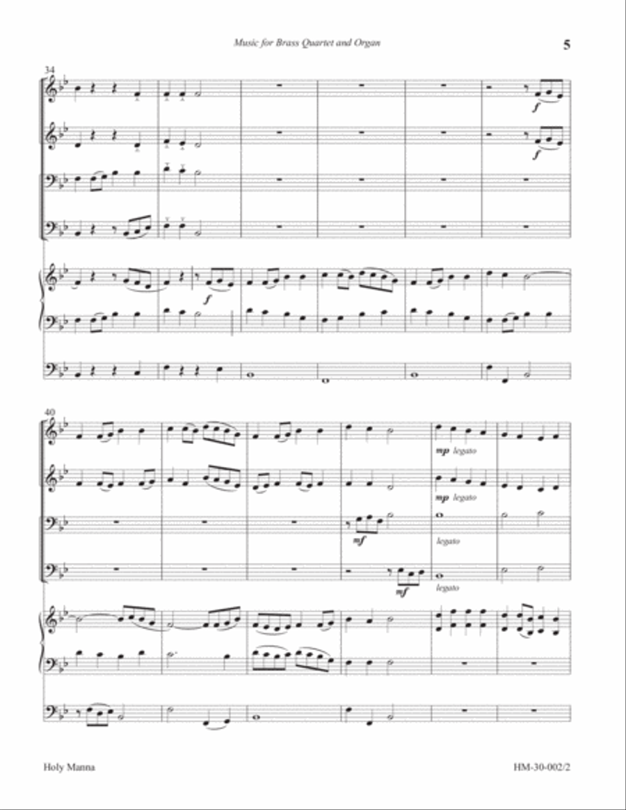 Holy Manna for Organ and Brass Quartet Small Ensemble scores gallery preview page 5