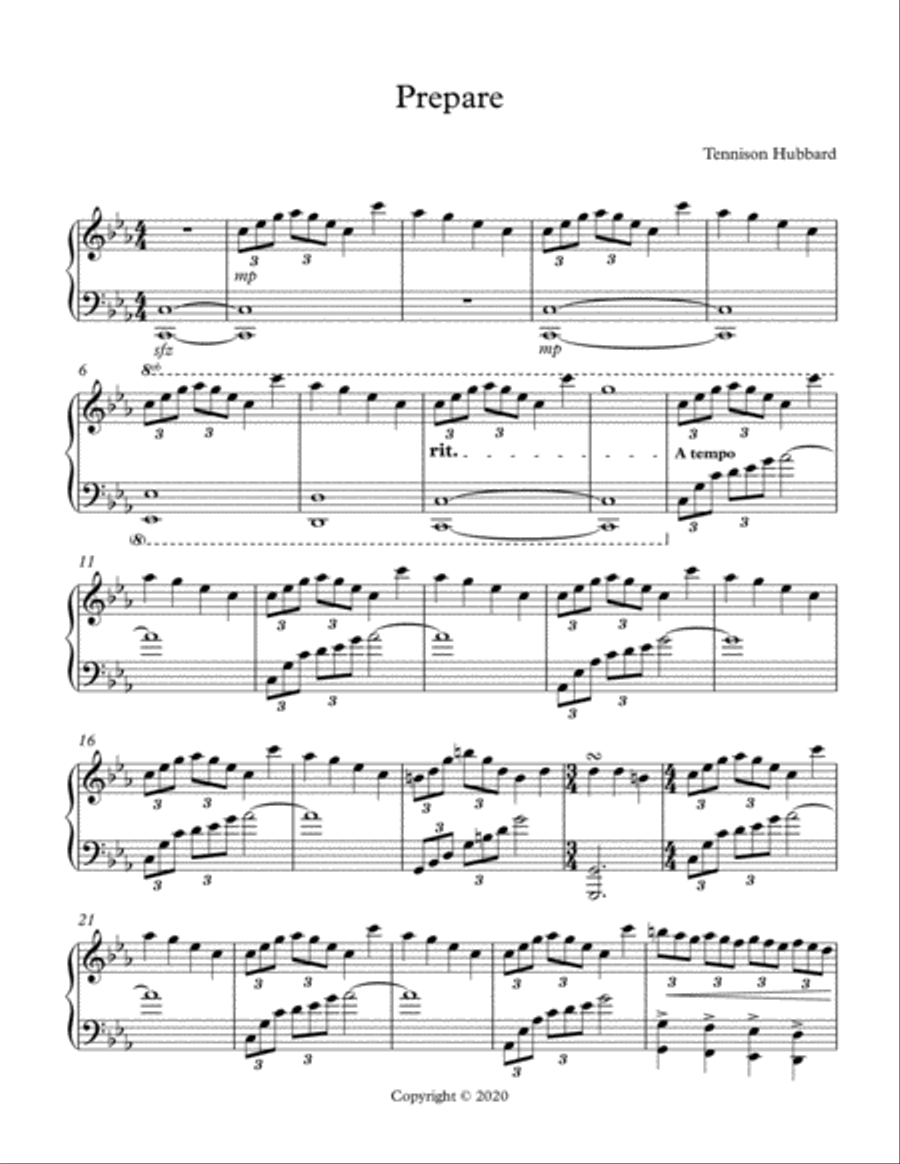 Prepare Piano Solo scores gallery preview page 1