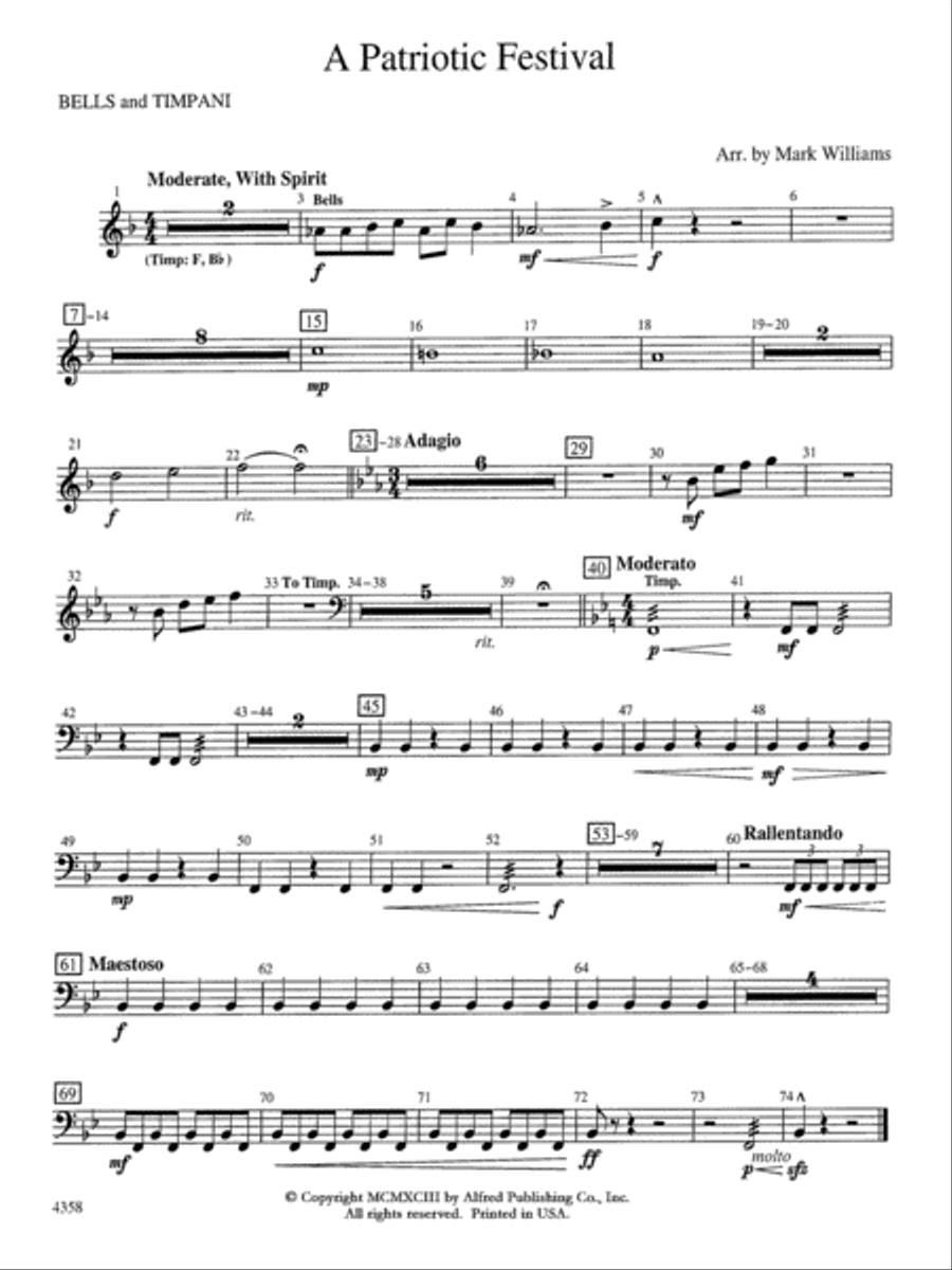A Patriotic Festival: Timpani Concert Band scores gallery preview page 1