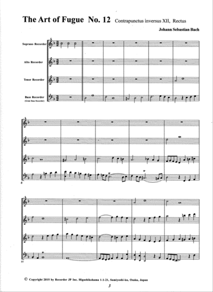The Art of Fugue, No. 12 4-Part scores gallery preview page 3