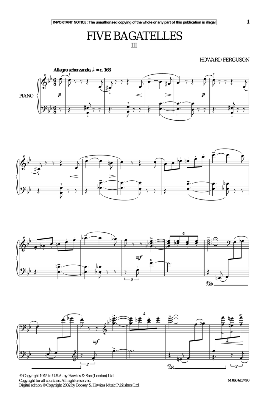Five Bagatelles (III) Piano Solo scores gallery preview page 1