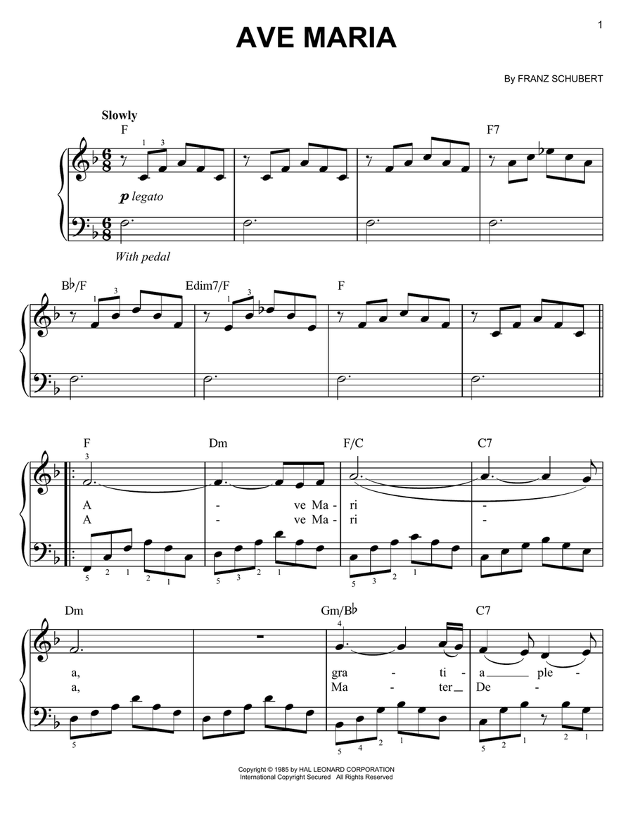 Ave Maria Easy Piano scores gallery preview page 1