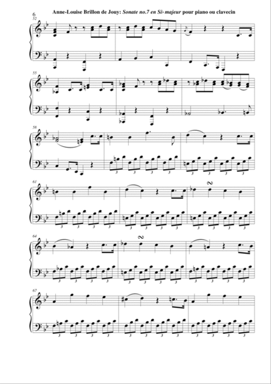 Anne-Louise Brillon de Jouy: Sonata no. 7 in Bb Major for piano or harpsichord Harpsichord scores gallery preview page 6