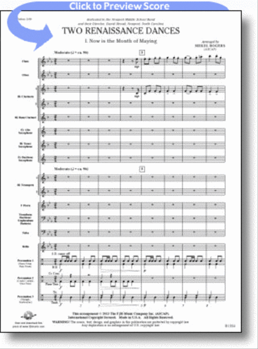 Two Renaissance Dances Concert Band scores gallery preview page 1