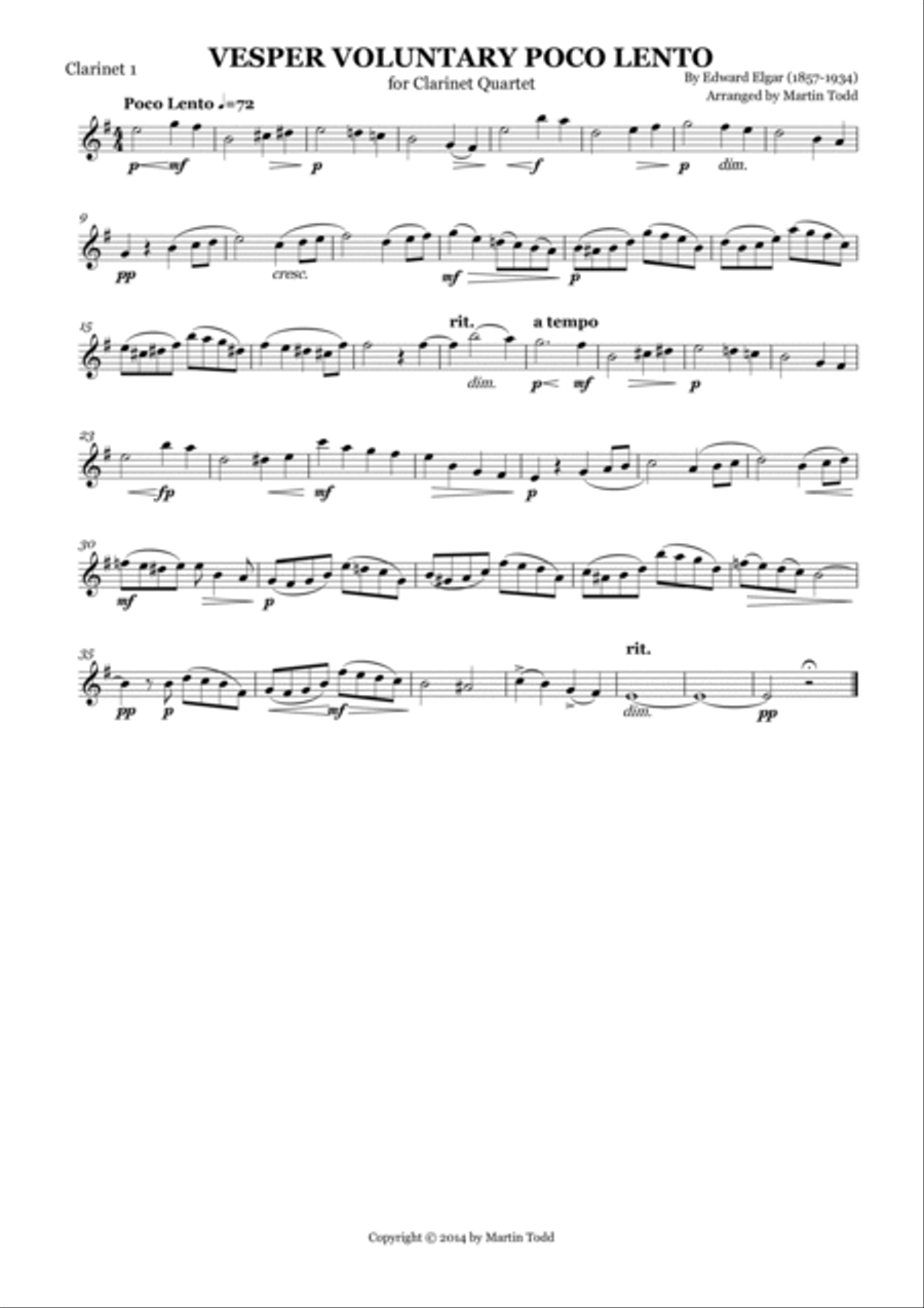 Poco Lento for Clarinet Quartet Clarinet Quartet scores gallery preview page 4
