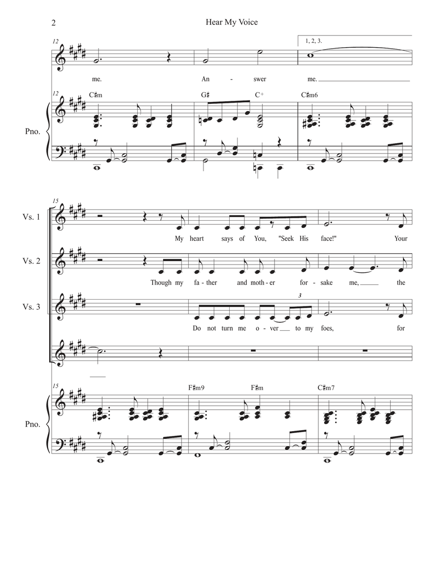 Hear My Voice (Vocal solo - High Key) Piano, Vocal scores gallery preview page 2