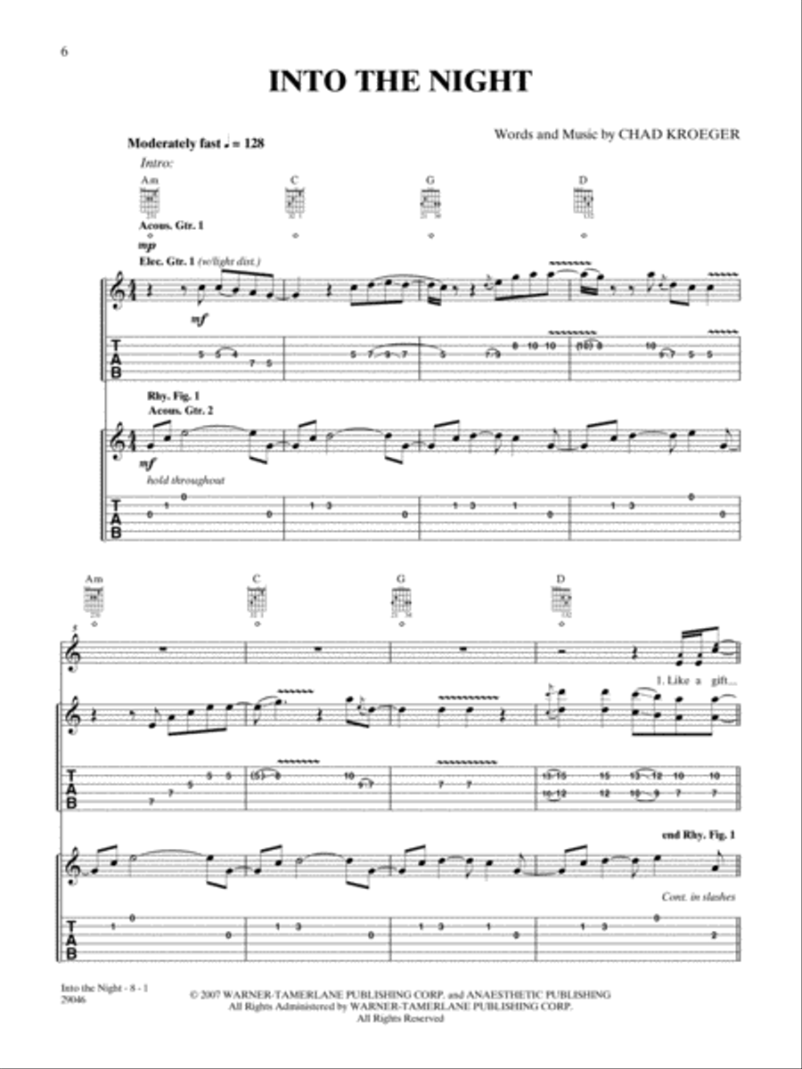 Into the Night Guitar Tablature scores gallery preview page 1