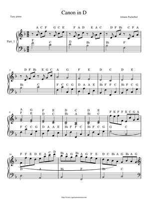 Book cover for Canon in D - Easy Piano (With Note Names)