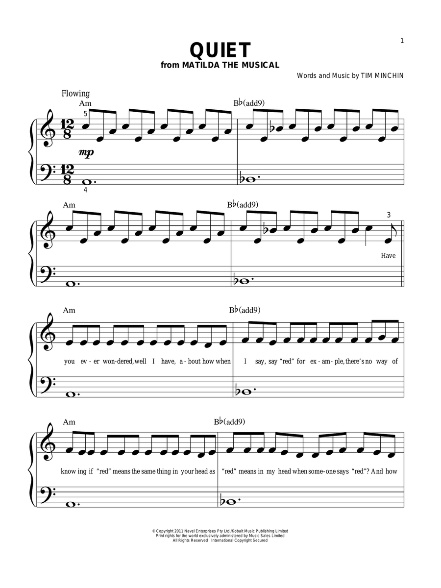 Quiet Quiet Easy Piano scores gallery preview page 1