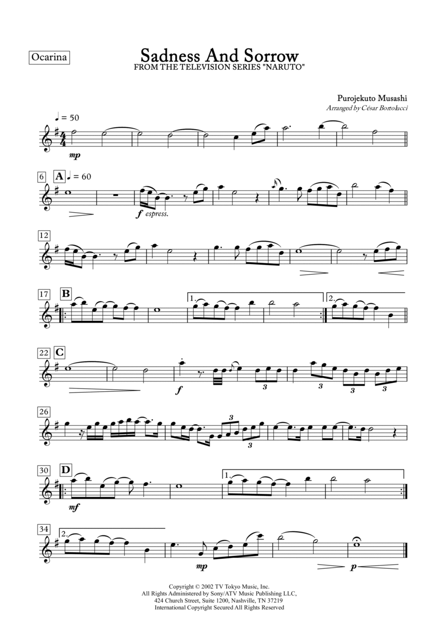 Sadness And Sorrow Woodwind Duet scores gallery preview page 1