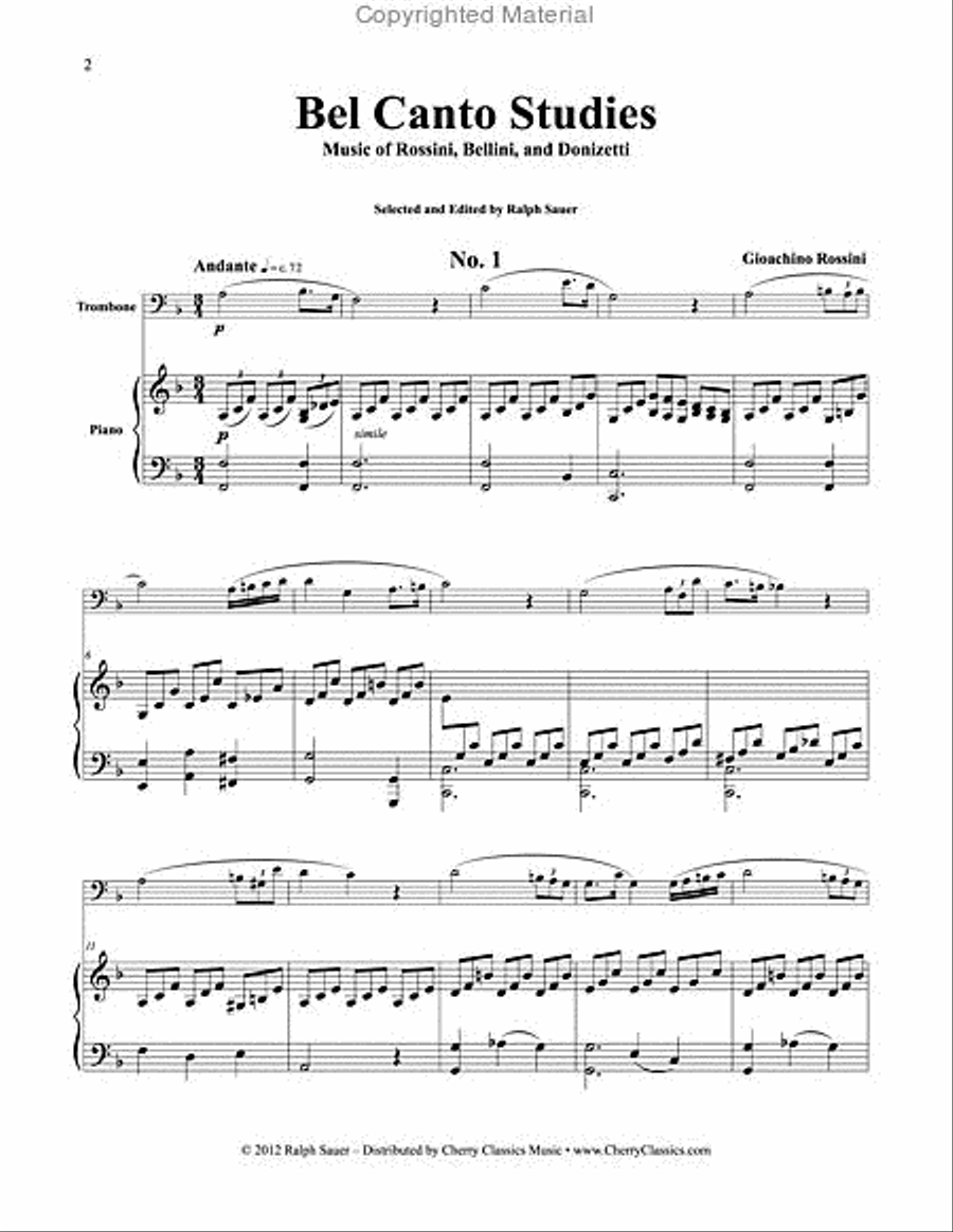 Bel Canto Studies for Trombone with Piano accompaniment Piano Accompaniment scores gallery preview page 5