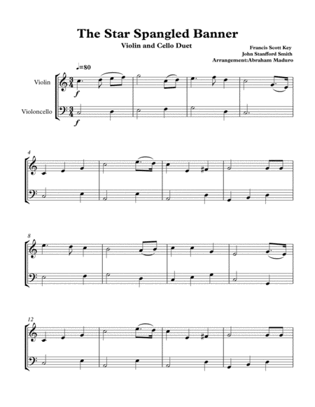3 Patriotic American Songs Violin Cello Duet image number null