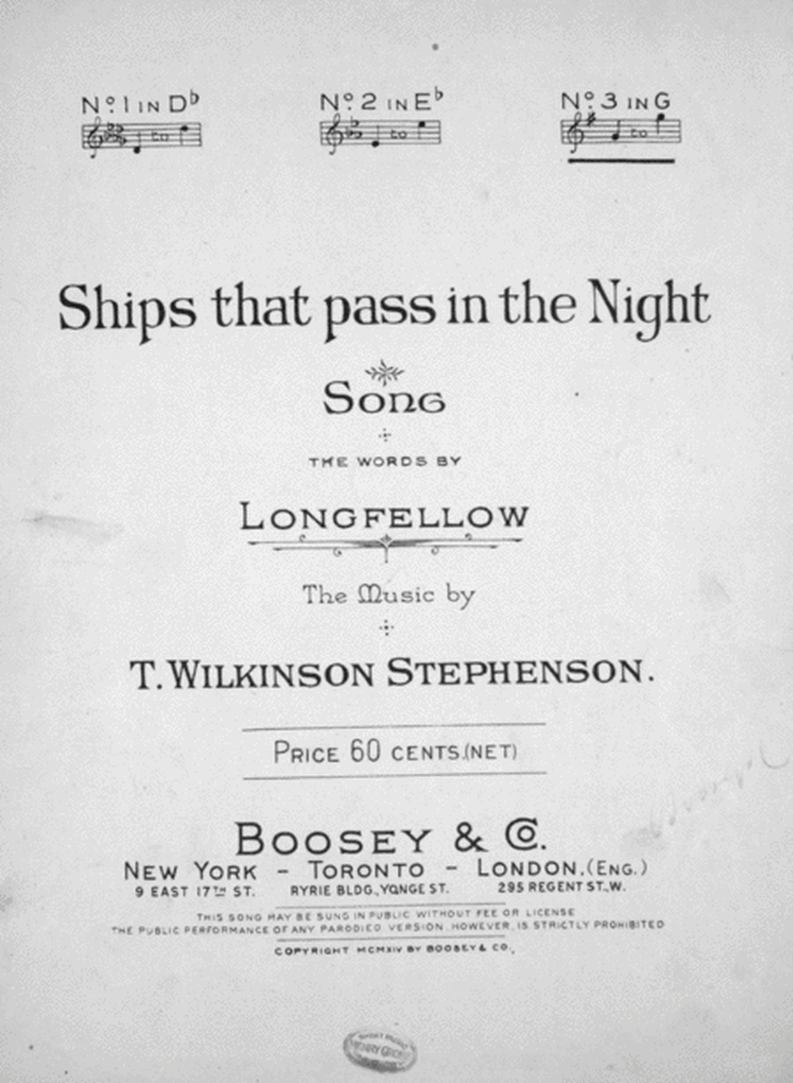 Ships That Pass in the Night. Song