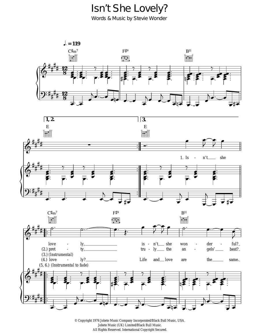Isn't She Lovely Isn't She Lovely Acoustic Guitar scores gallery preview page 1