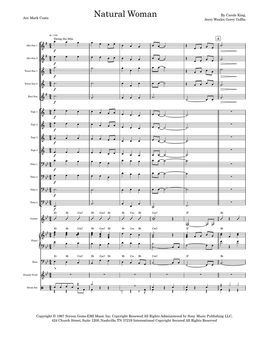 (you Make Me Feel Like) A Natural Woman Jazz Ensemble scores gallery preview page 1
