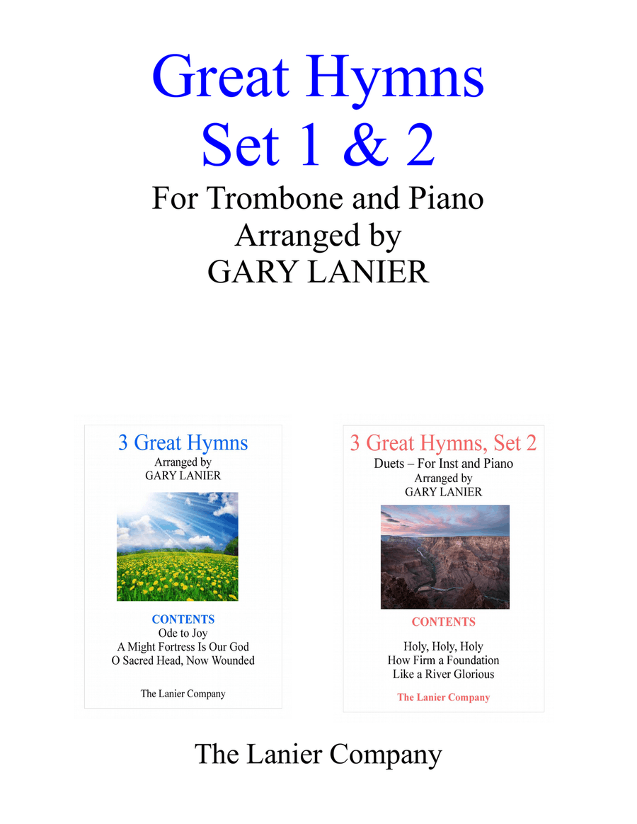 GREAT HYMNS Set 1 & 2 (Duets - Trombone and Piano with Parts) Trombone Duet scores gallery preview page 1
