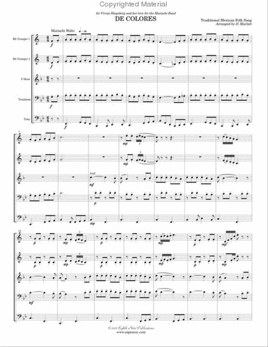 De Colores De Colores Brass Quintet scores gallery preview page 2