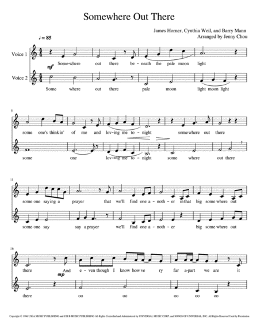 Somewhere Out There SA scores gallery preview page 1