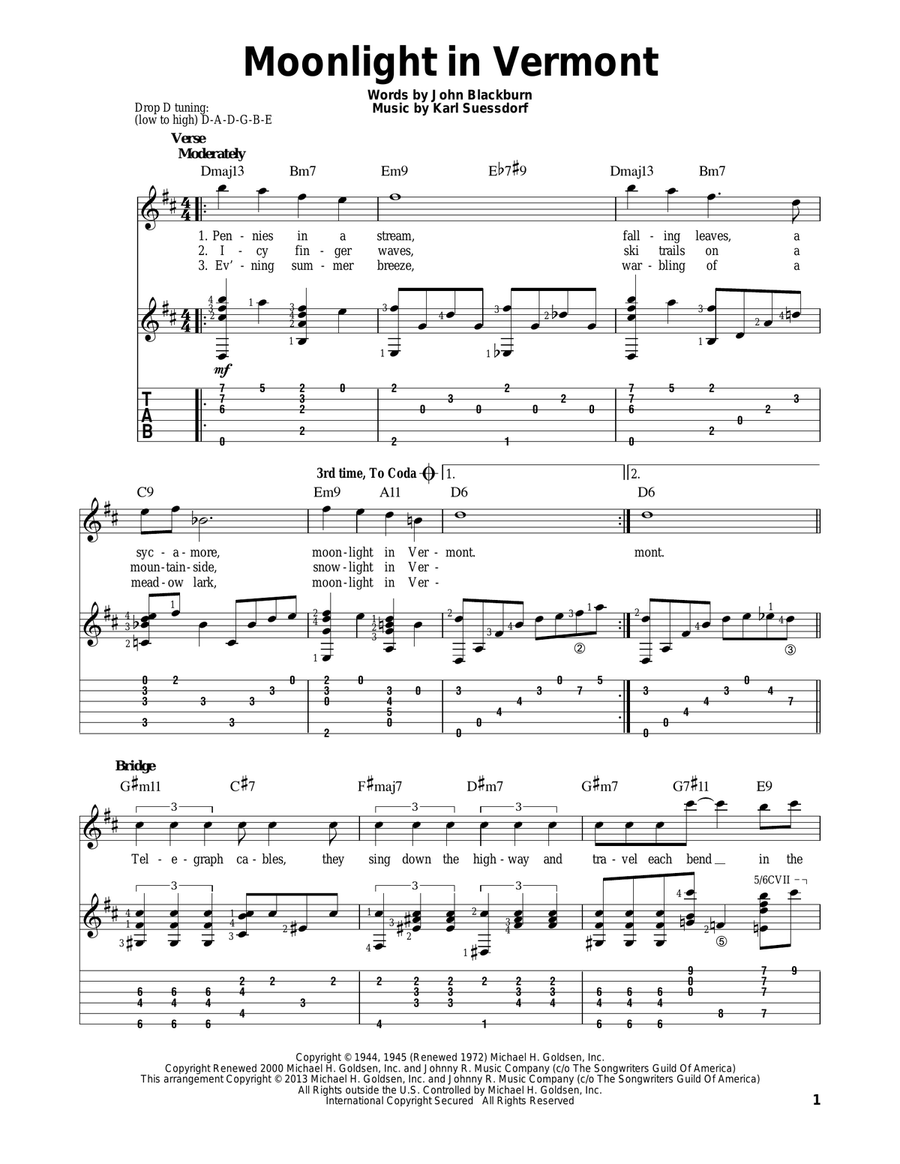 Moonlight In Vermont Moonlight In Vermont Electric Guitar scores gallery preview page 1