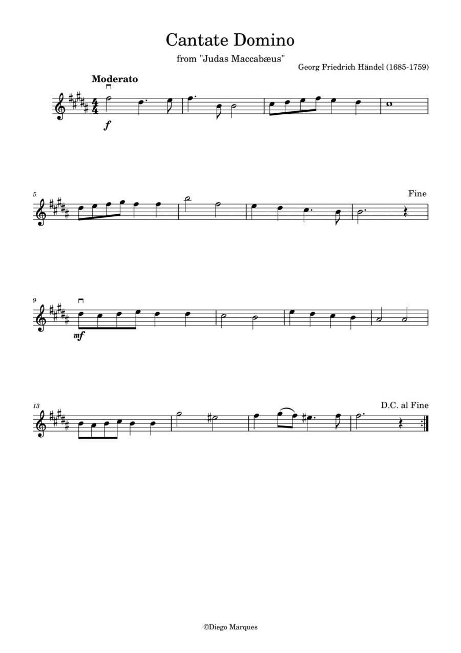 Cantate Domino in B Violin Solo scores gallery preview page 1