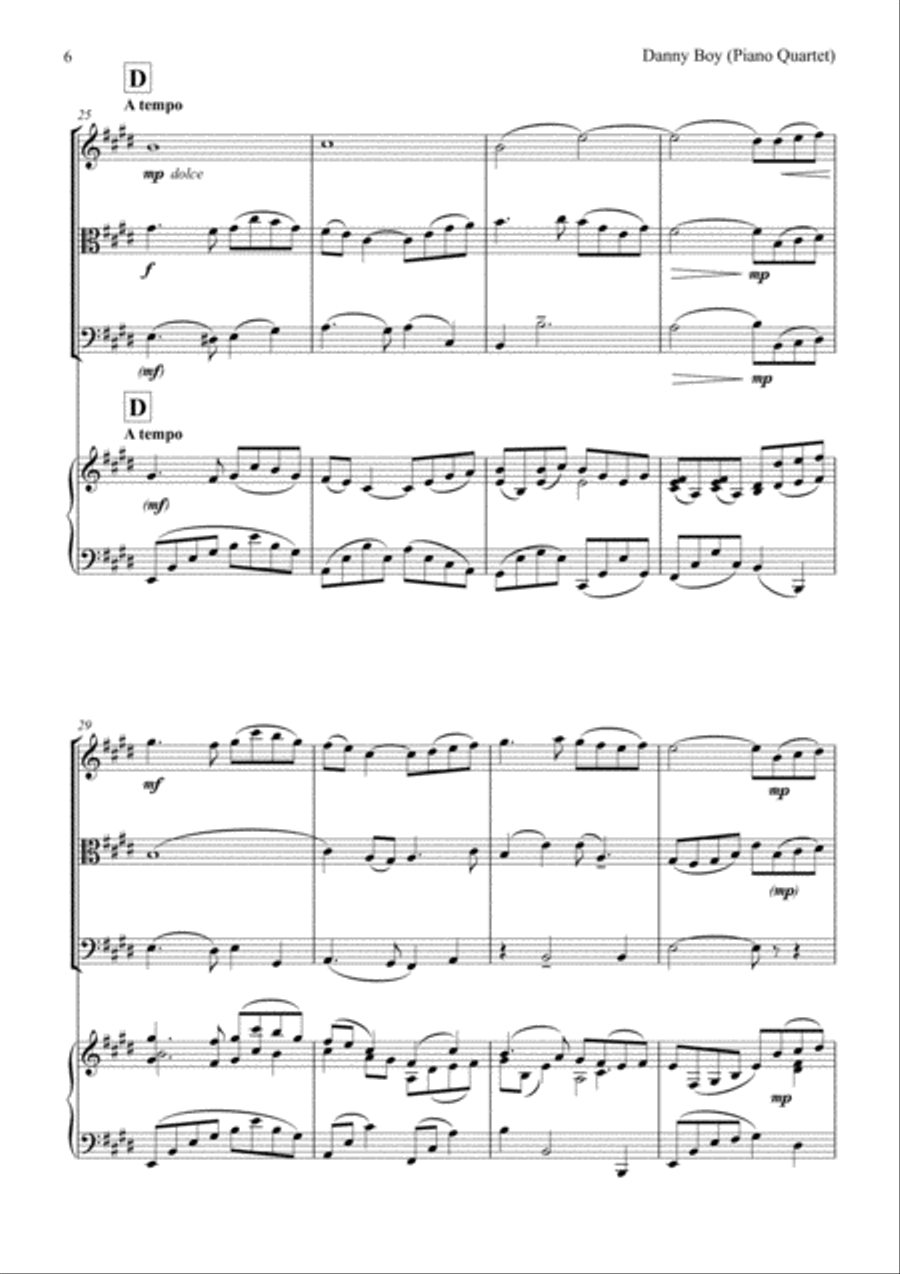 Danny Boy Piano Quartet scores gallery preview page 6