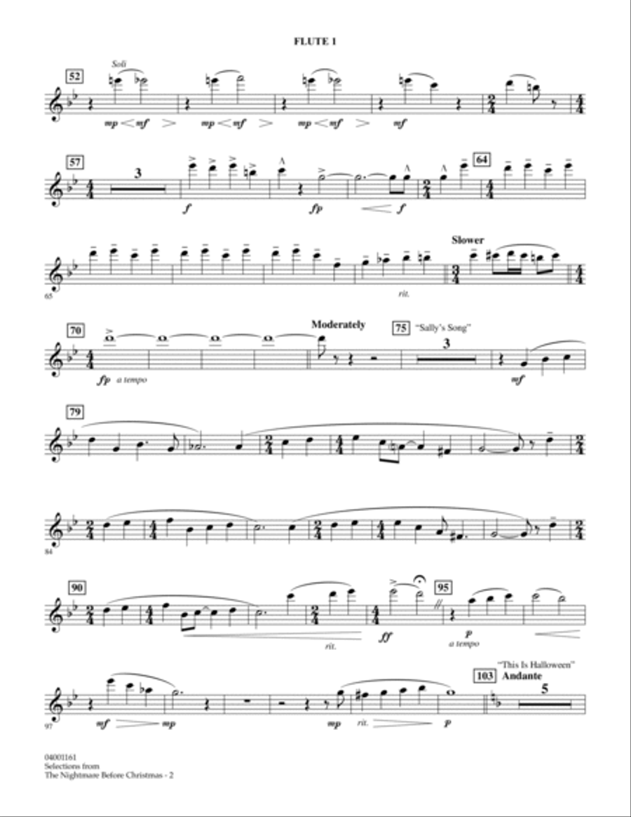 Selections from The Nightmare Before Christmas - Flute 1 Concert Band scores gallery preview page 2