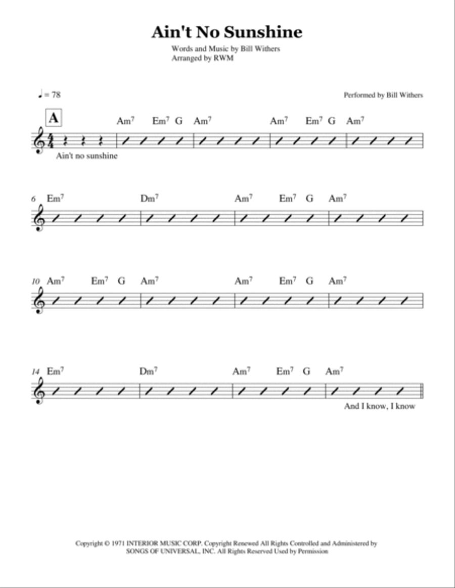 Ain't No Sunshine Piano scores gallery preview page 2