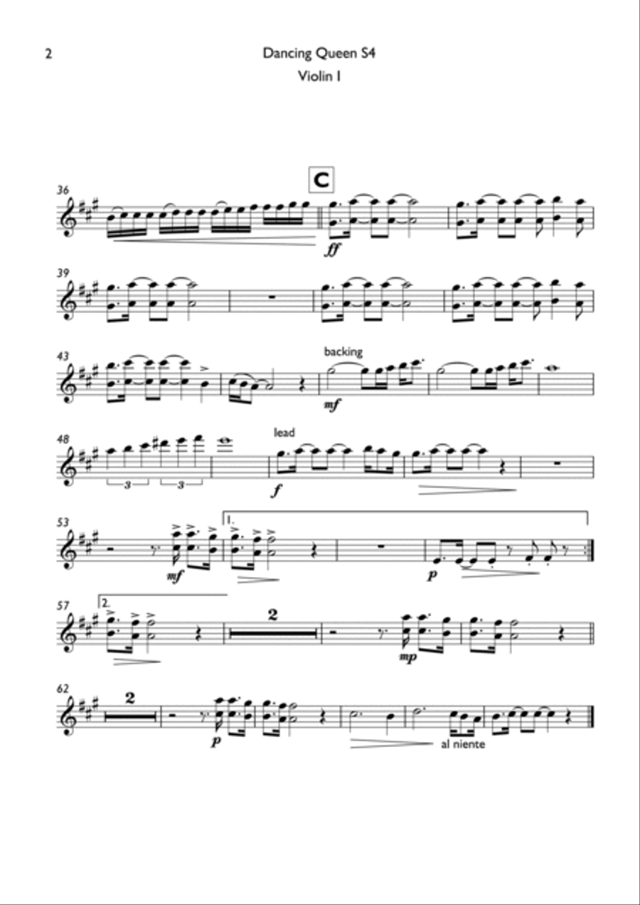 Dancing Queen String Quartet scores gallery preview page 5