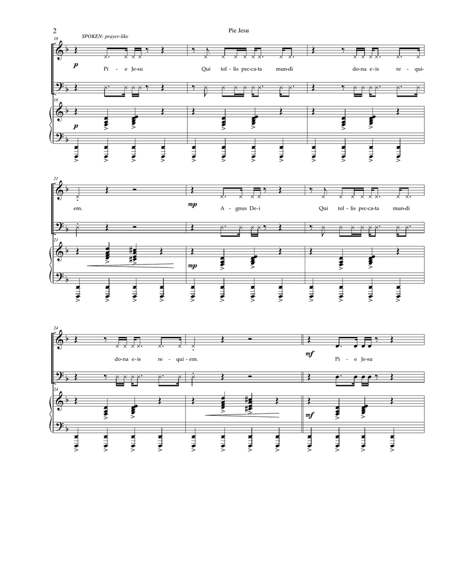 Pie Jesu (SATB with optional Orchestration 4-Part scores gallery preview page 2