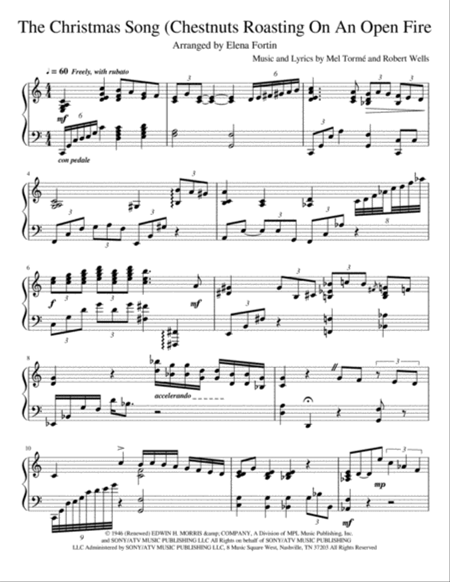 The Christmas Song (Chestnuts Roasting On An Open Fire) Piano Solo scores gallery preview page 2