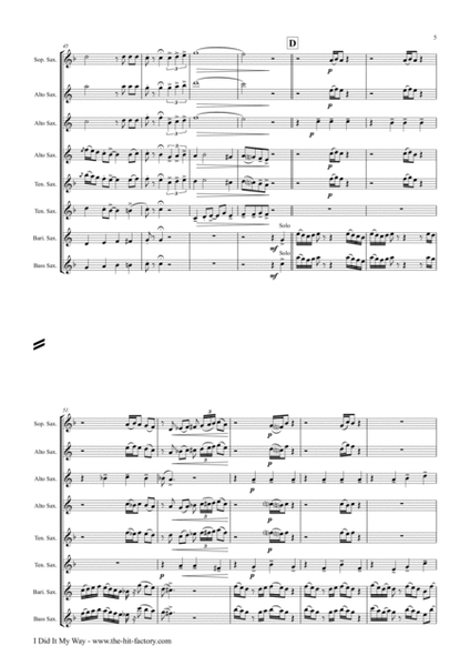 I Did It My Way by Paul Anka Saxophone Quintet - Digital Sheet Music