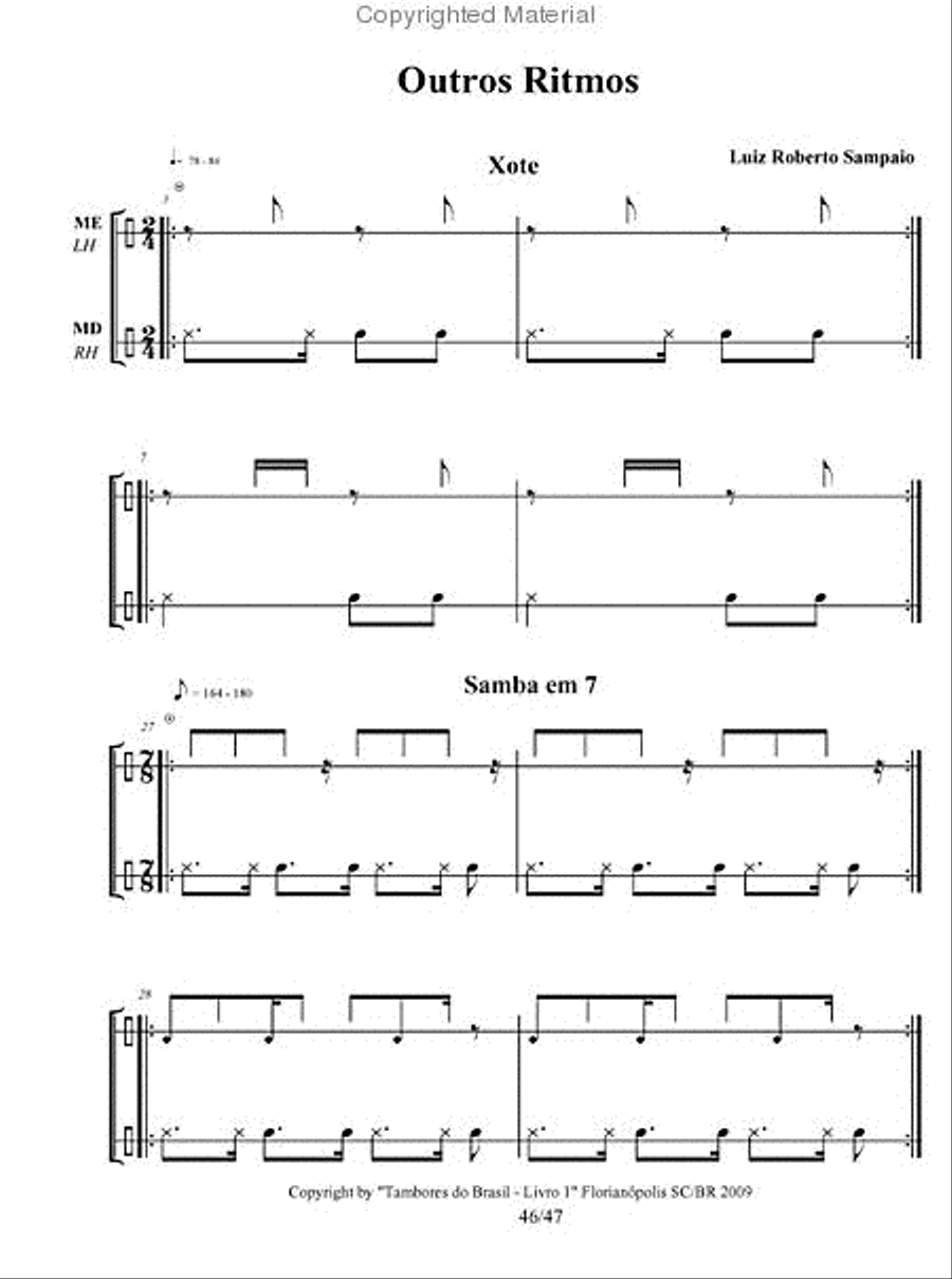 Drums of Brazil: Rebolo, Repique de Mao, Tan Tan and Multiple Percussion Drums scores gallery preview page 3