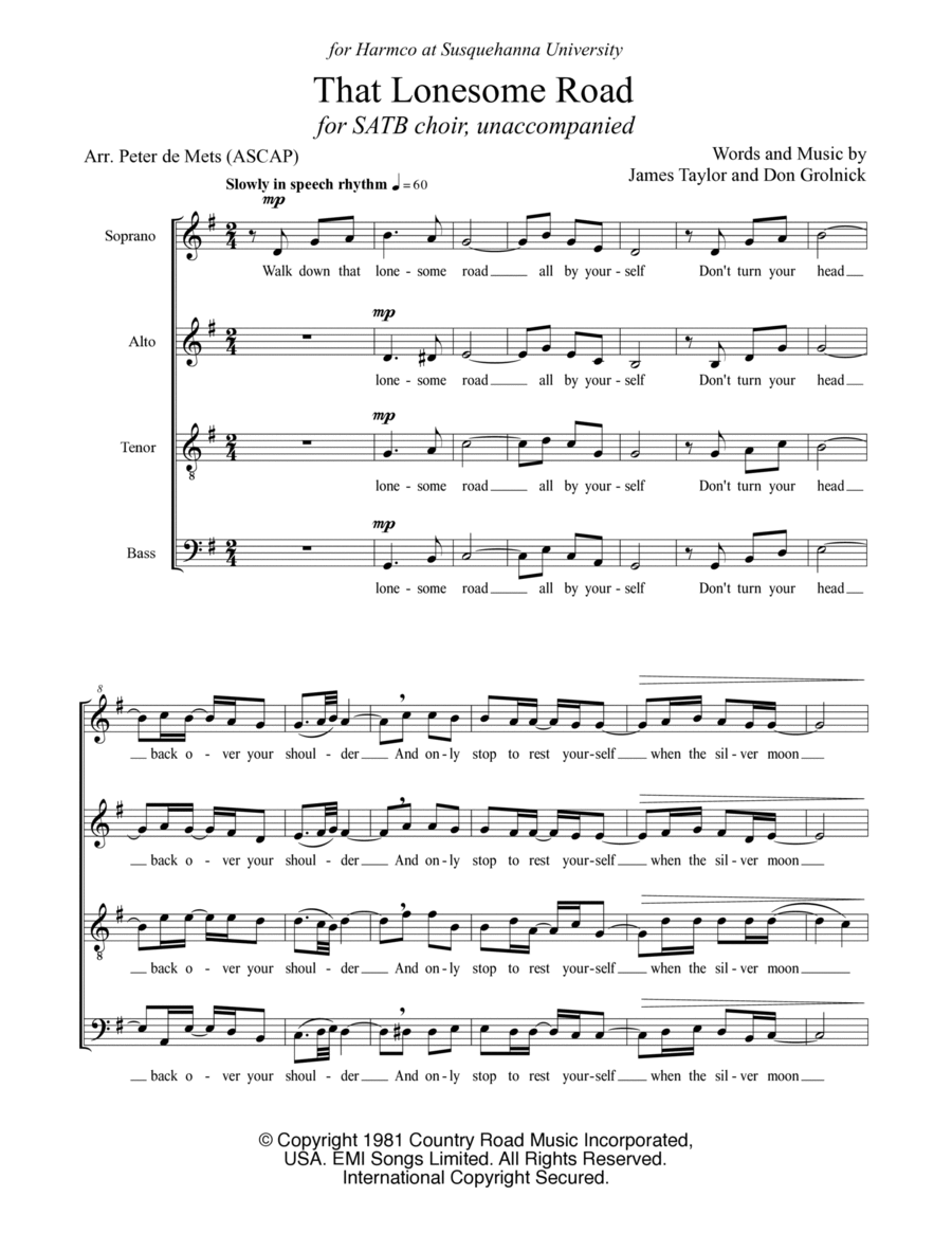 That Lonesome Road 4-Part scores gallery preview page 1