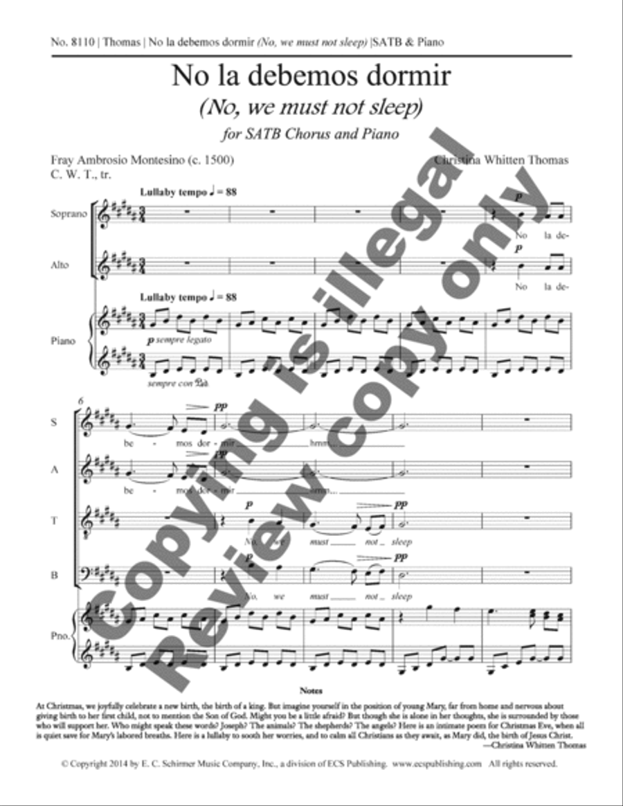 No la debemos dormir (No, we must not sleep) 4-Part scores gallery preview page 3