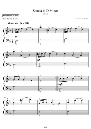 Book cover for Sonata in D Minor (EASY PIANO) (K 32) [Domenico Scarlatti]