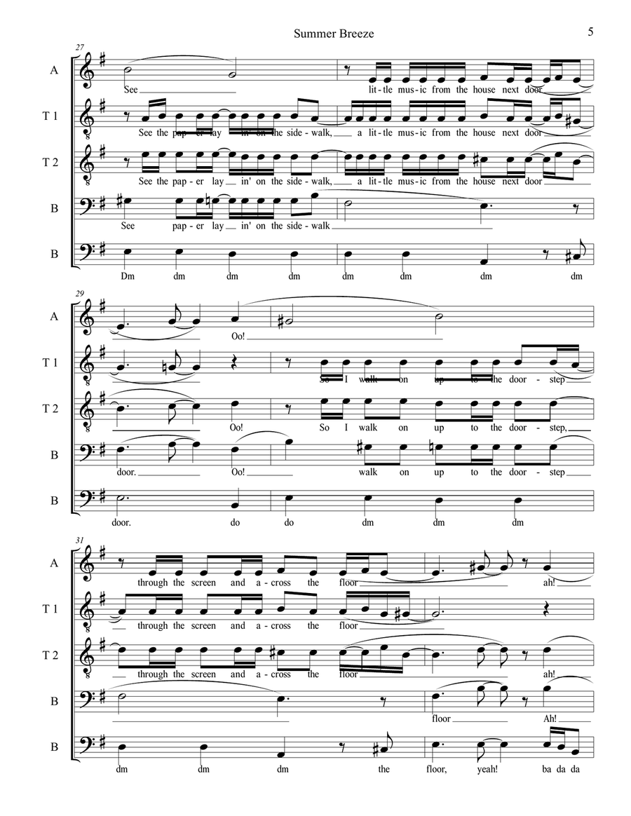 Summer Breeze A Cappella scores gallery preview page 5