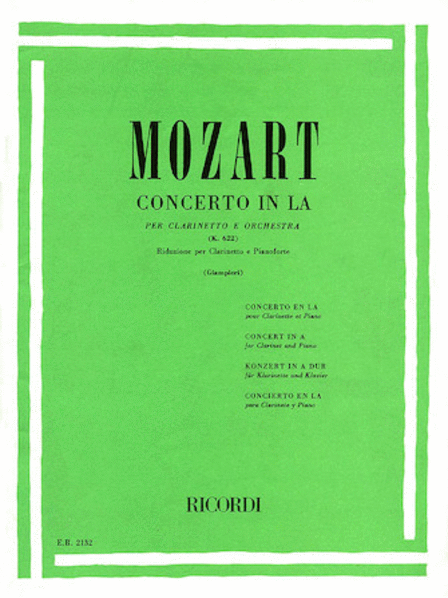 Concerto in A Major for Clarinet and Orchestra, Op. 107, K622 Clarinet scores gallery preview page 1