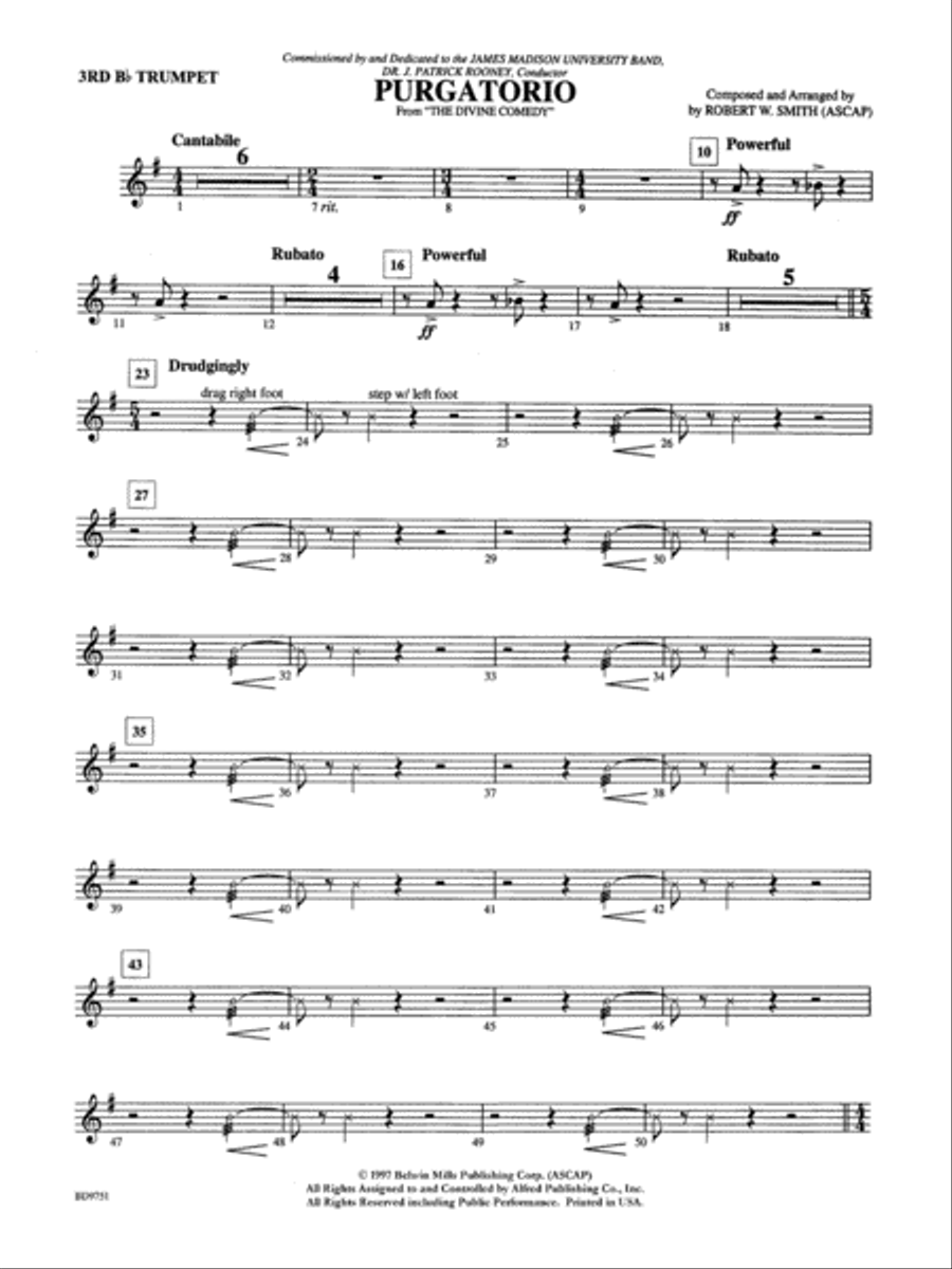 Purgatorio (from The Divine Comedy): 3rd B-flat Trumpet Concert Band scores gallery preview page 1