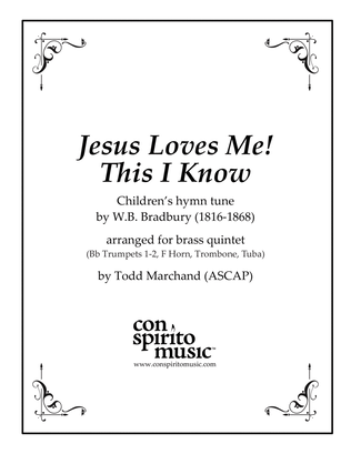 Jesus Loves Me! This I Know - brass quintet