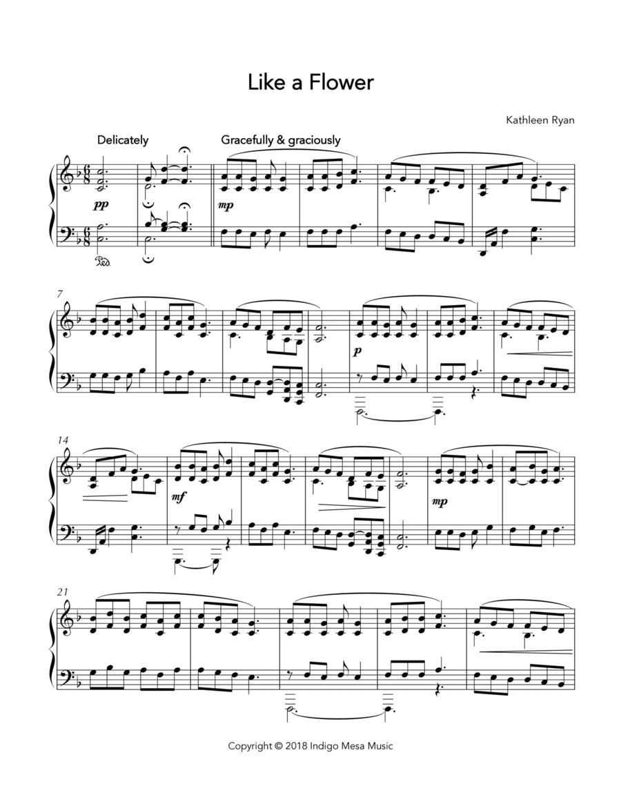 Like a Flower Piano Solo scores gallery preview page 1
