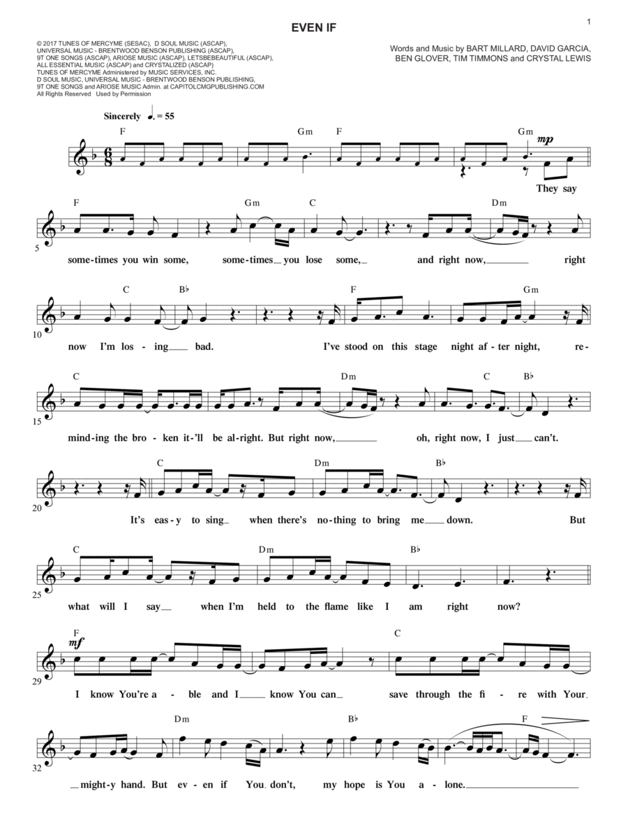 Even If Piano scores gallery preview page 1