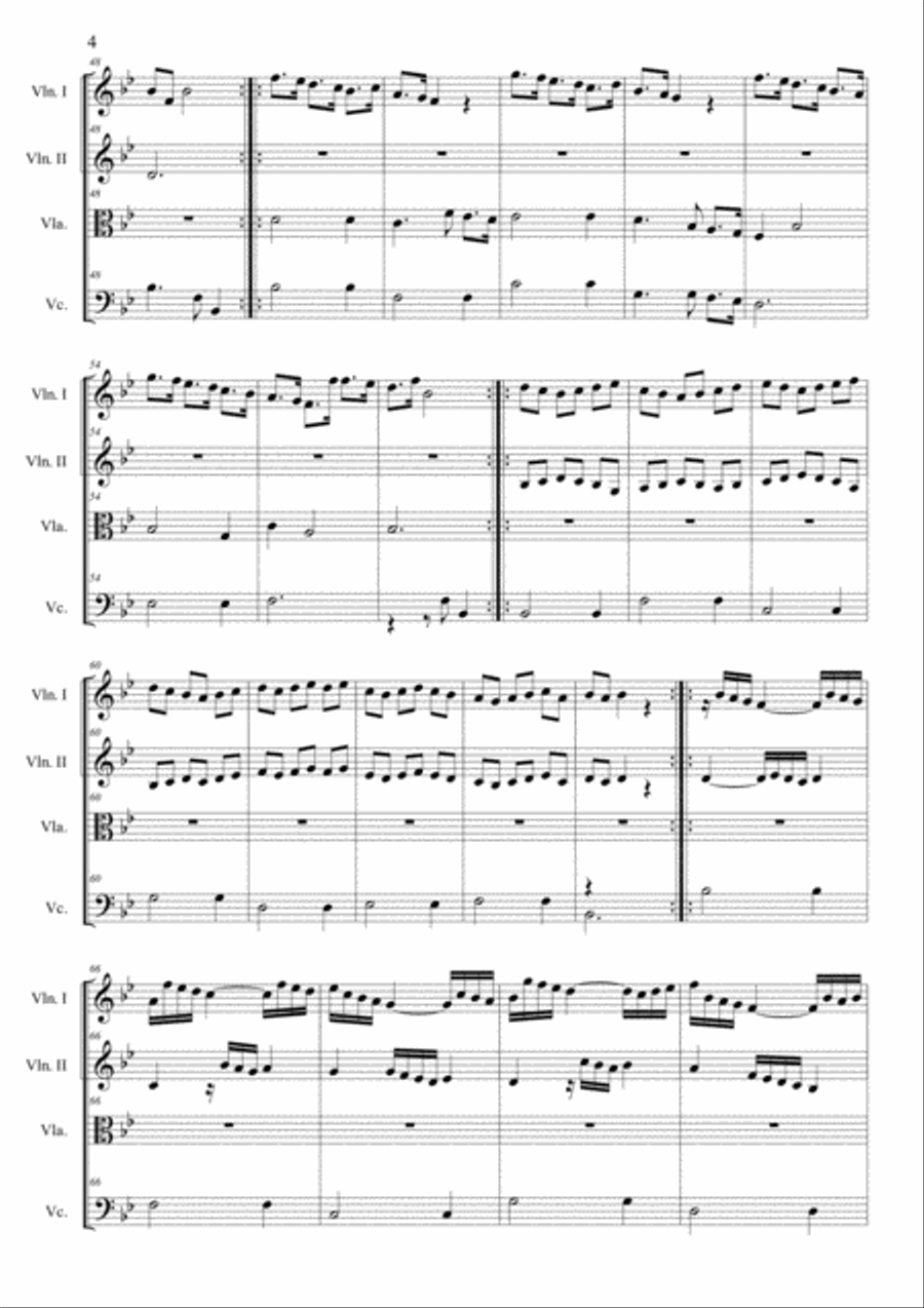 CIACONA in Bb - BWV Anh.82 - Arr. for String Quartet CIACONA in Bb - BWV Anh.82 - Arr. for String Quartet String Quartet scores gallery preview page 4