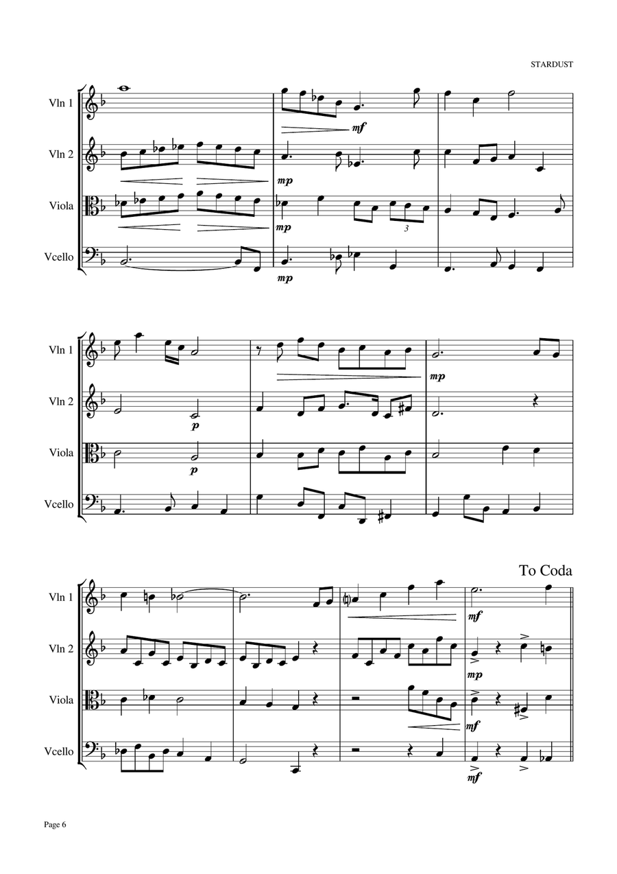 Stardust String Quartet scores gallery preview page 6