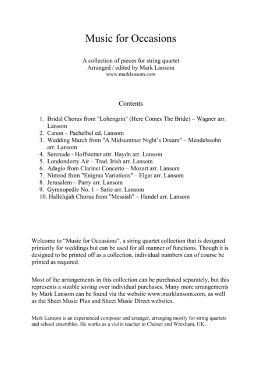 Music for Occasions - string quartet wedding compilation String Quartet scores gallery preview page 2