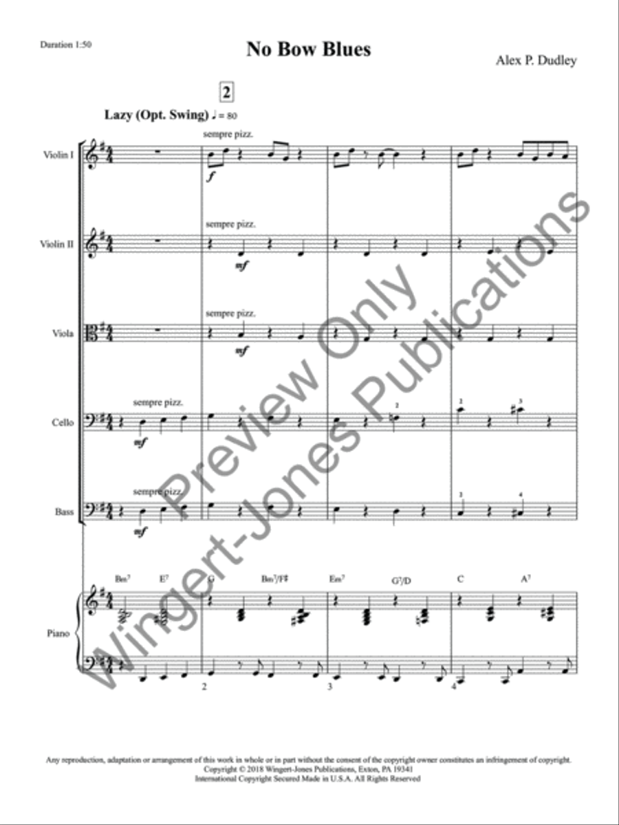 No Bow Blues String Orchestra scores gallery preview page 4